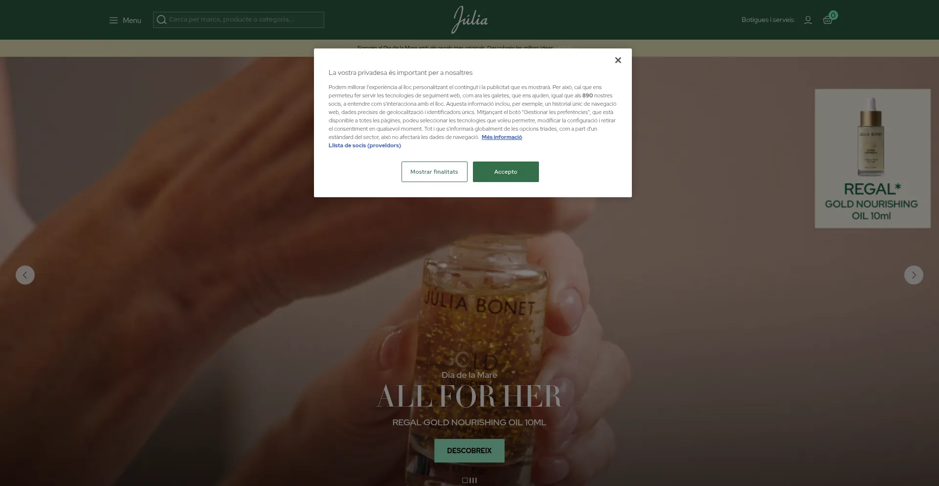 Website screenshot of Perfumeriajulia.ad