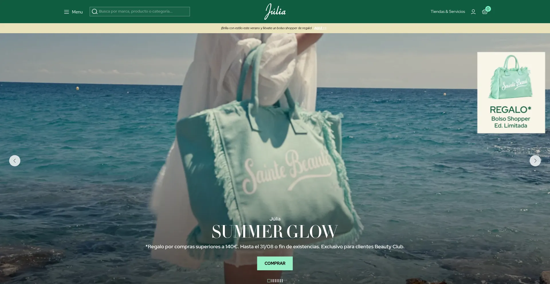 Website screenshot of Perfumeriajulia.es