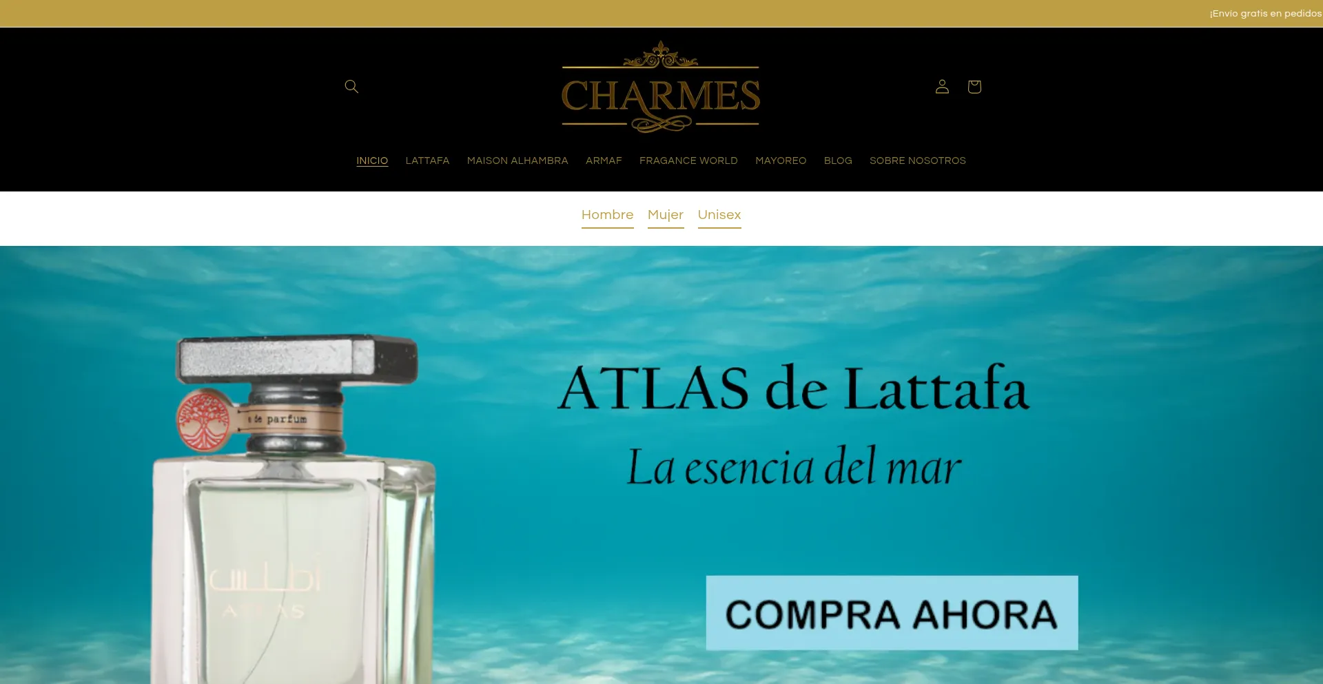 Website screenshot of Perfumesarabes-charmes.com