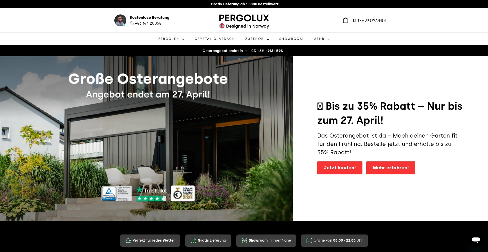 Website screenshot of Pergolux.at