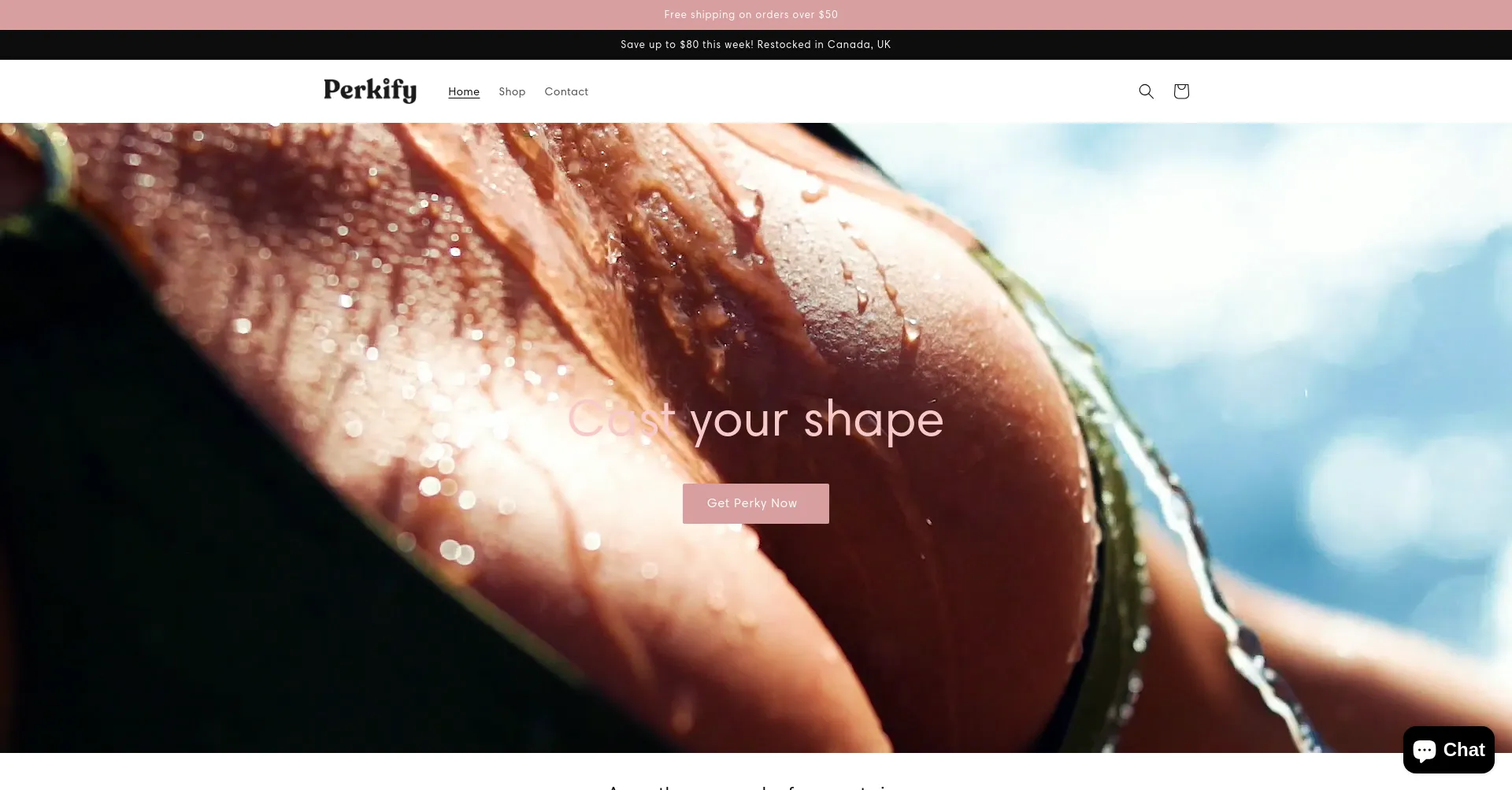 Website screenshot of Perkify.shop