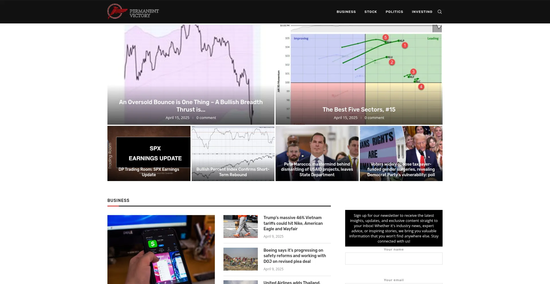 Website screenshot of Permanentvictory.com