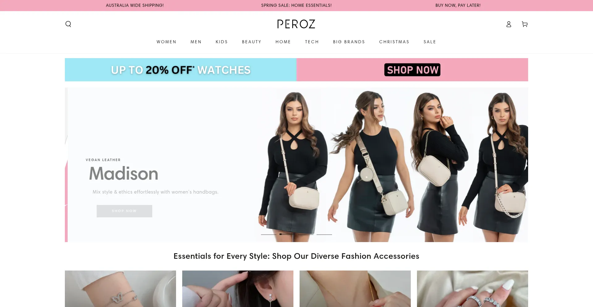 Website screenshot of Peroz.com.au