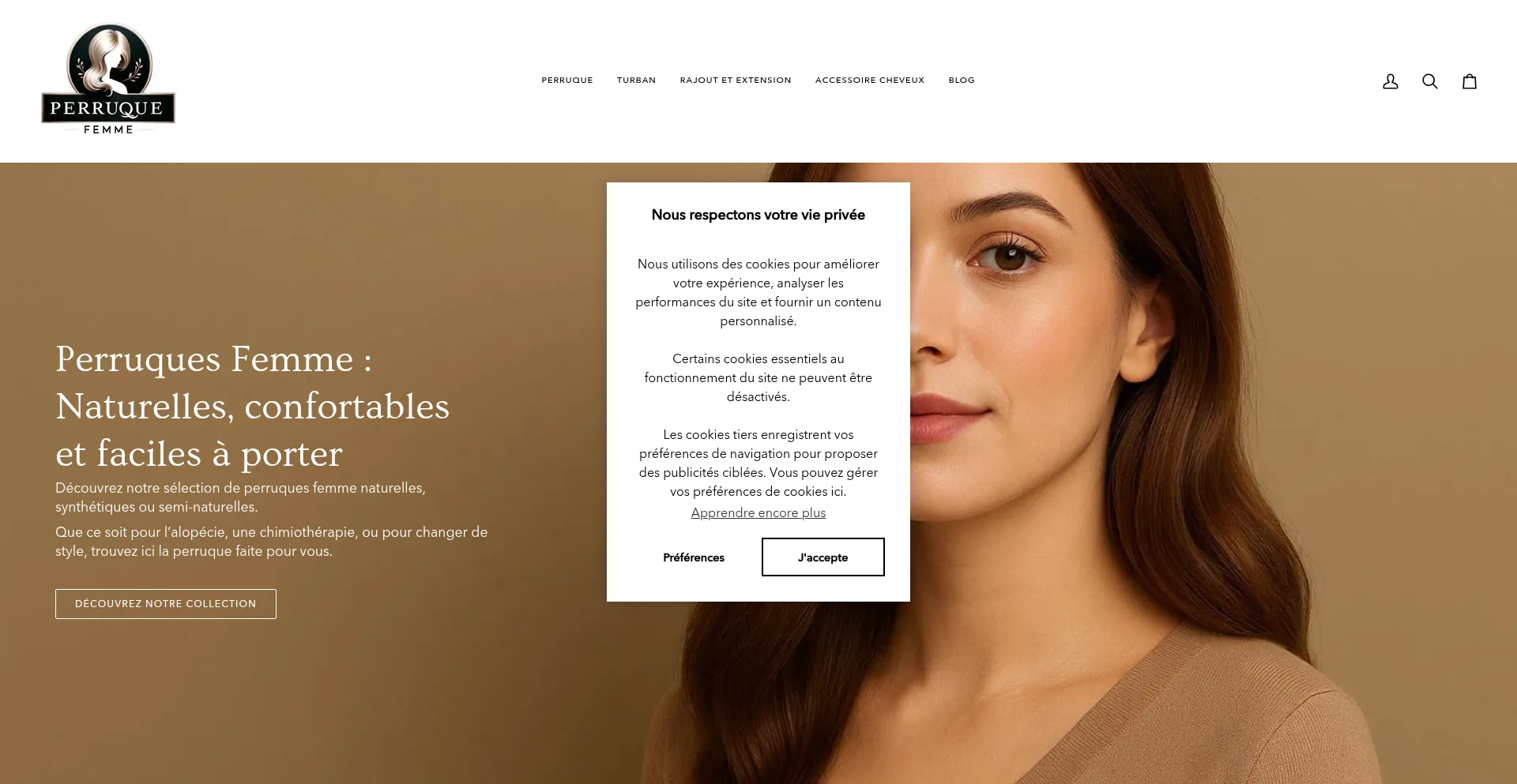 Website screenshot of Perruque-femme.com