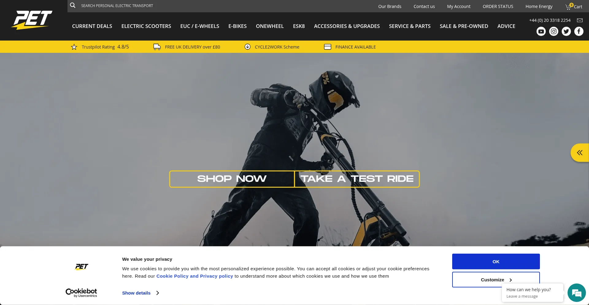Website screenshot of Personalelectrictransport.co.uk