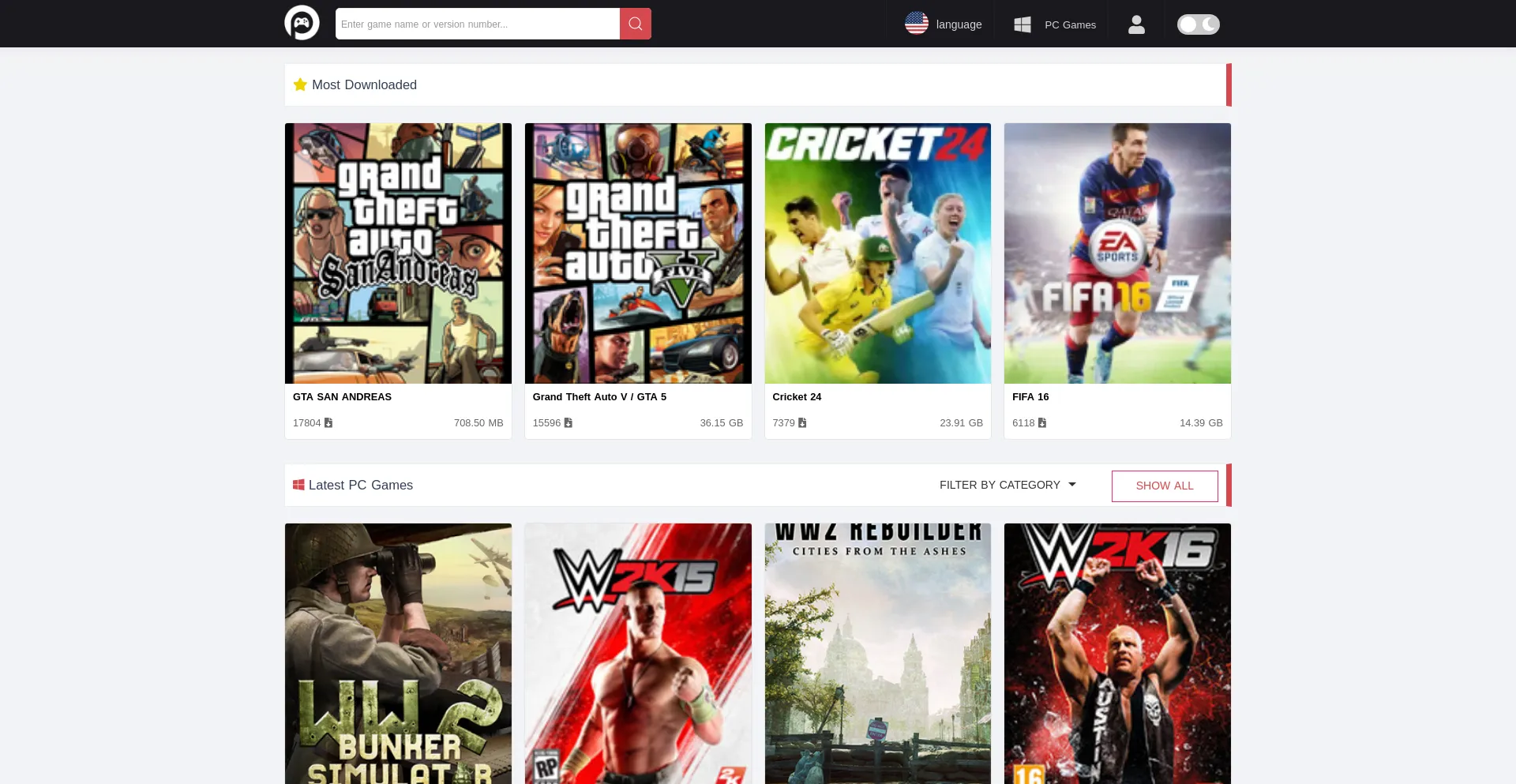 Website screenshot of Peskgames.com
