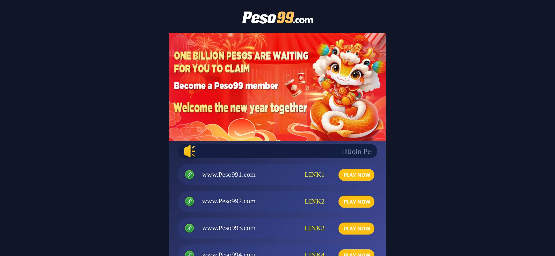 Website screenshot of Peso99.com