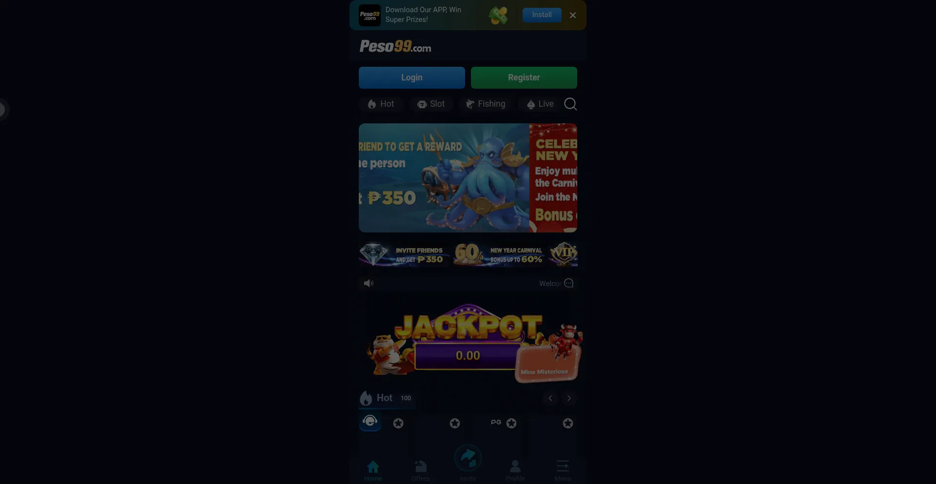 Website screenshot of Peso997.com