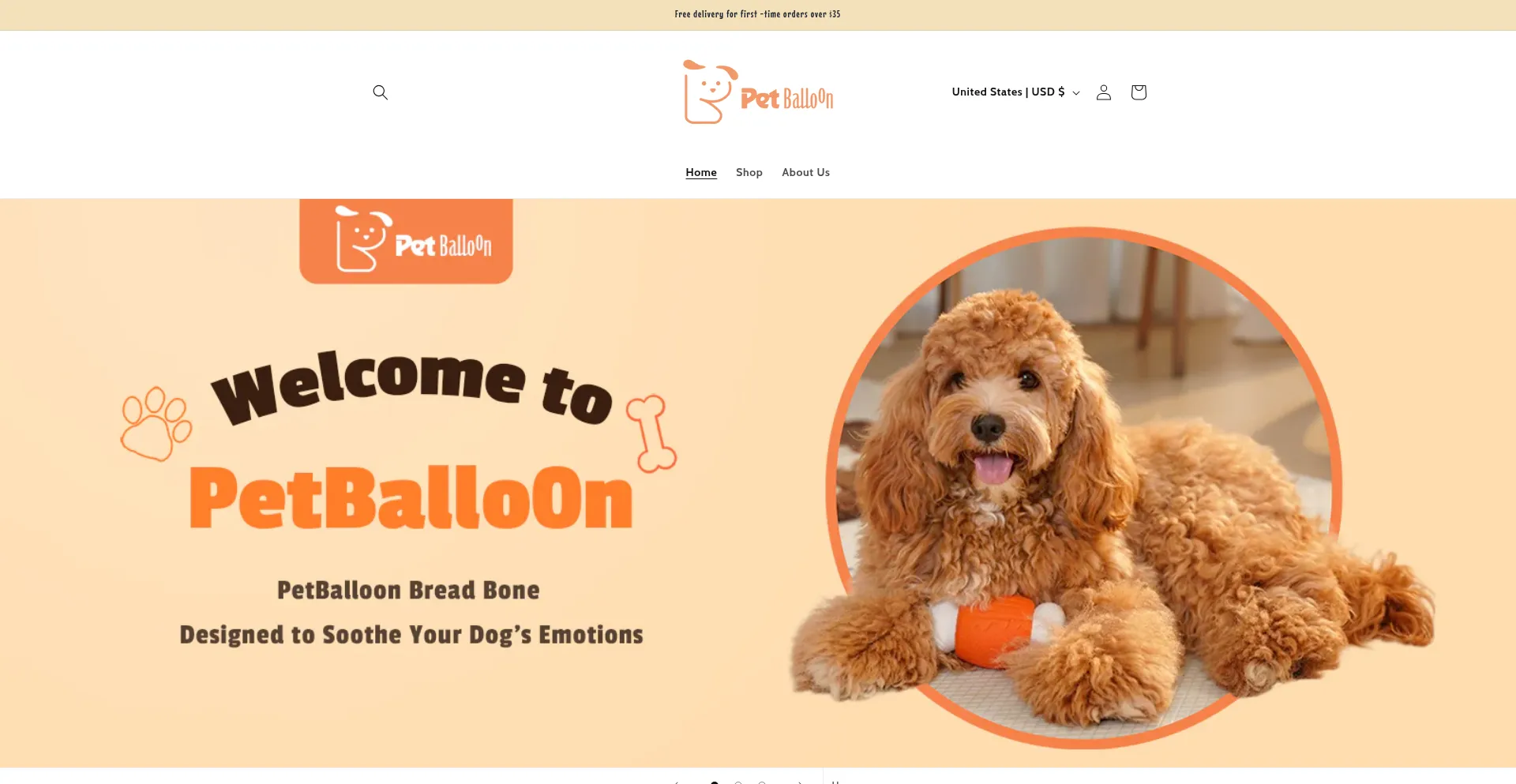 Website screenshot of Pet-balloon.com