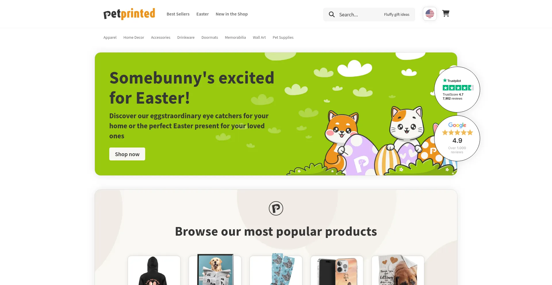 Website screenshot of Pet-printed.com
