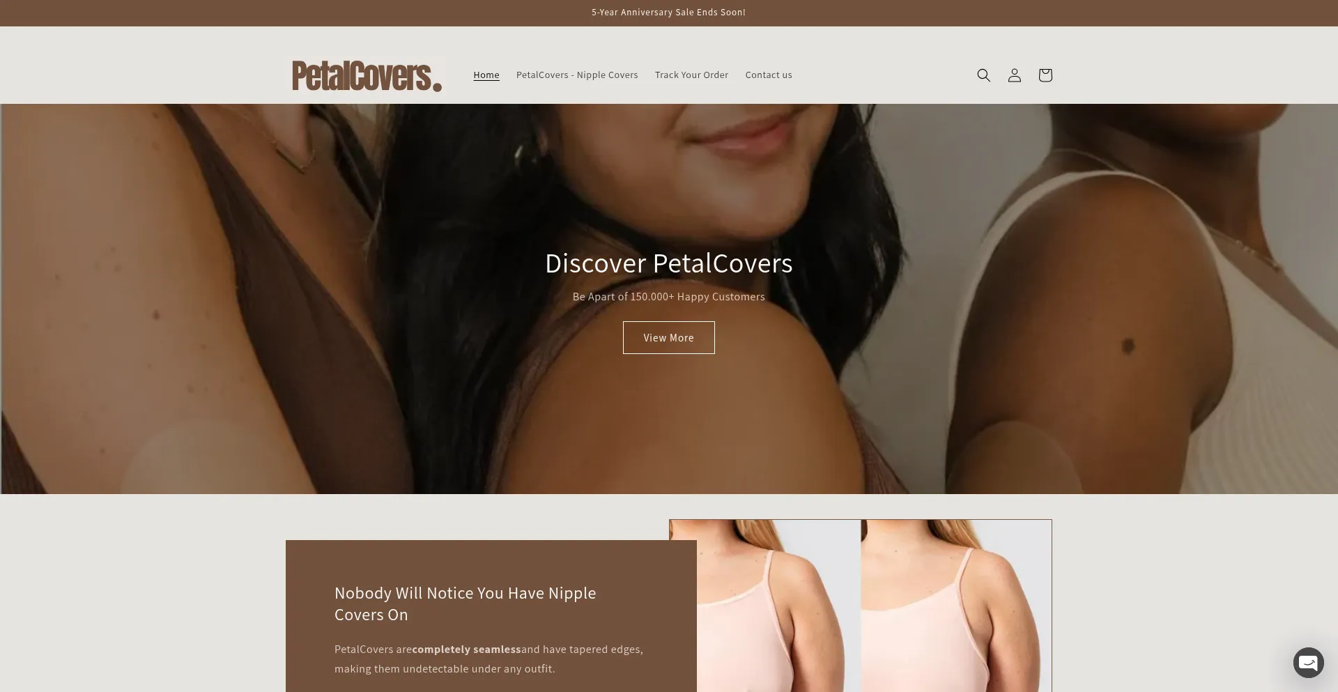 Website screenshot of Petalcovers.com