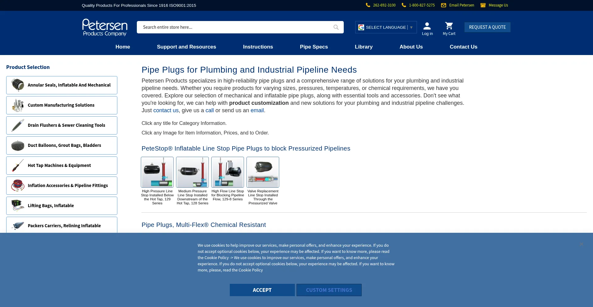 Petersenproducts.com Screenshot