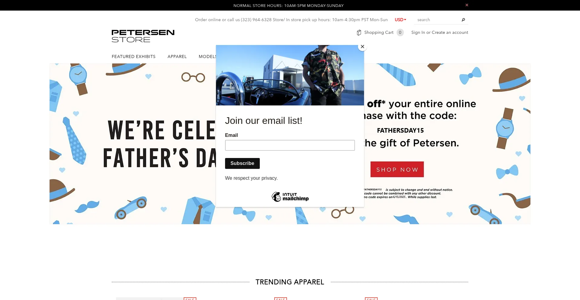 Website screenshot of Petersenstore.org