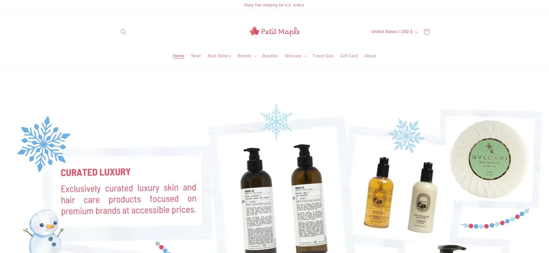 Website screenshot of Petitmaple.com
