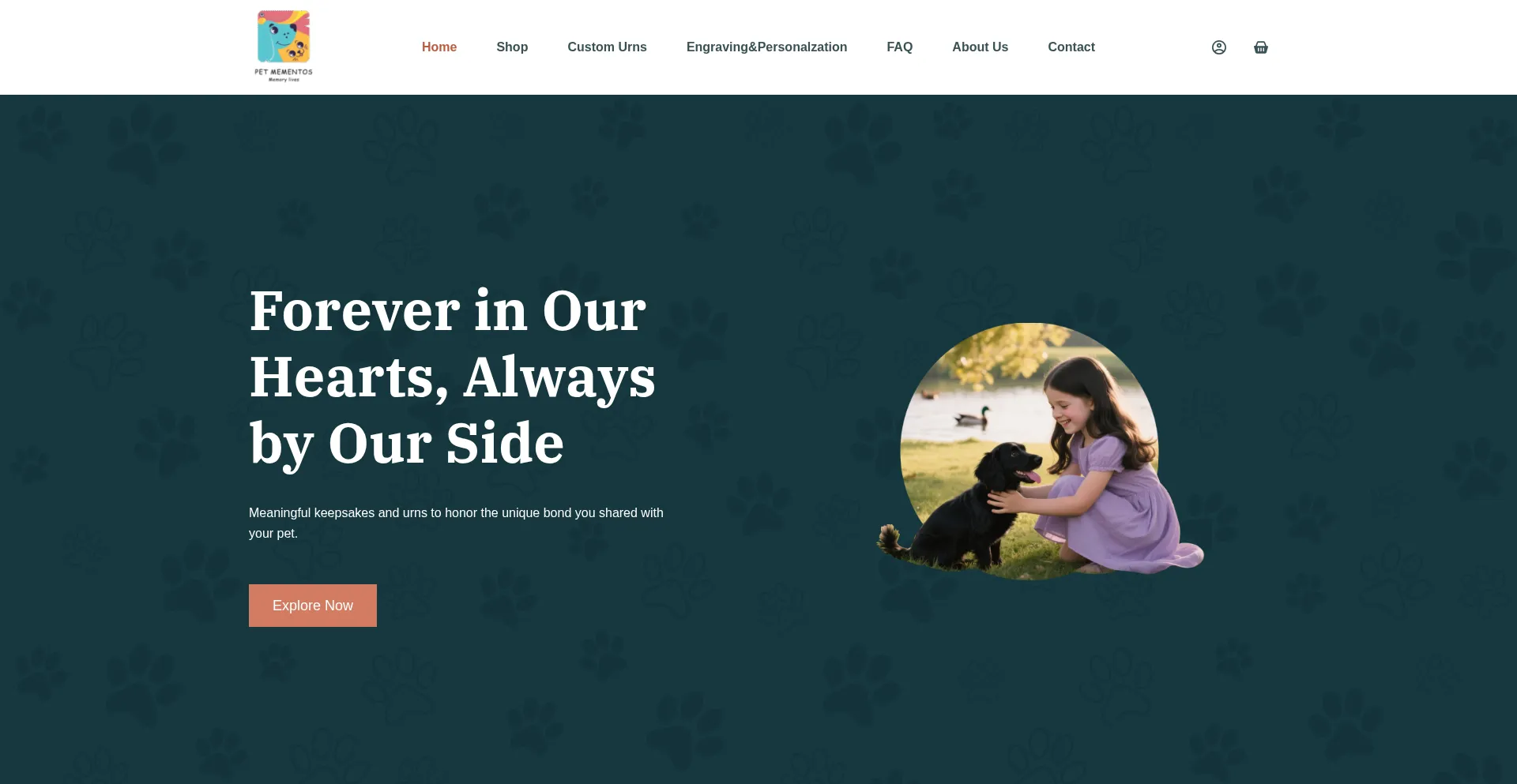 Website screenshot of Petmementos.net