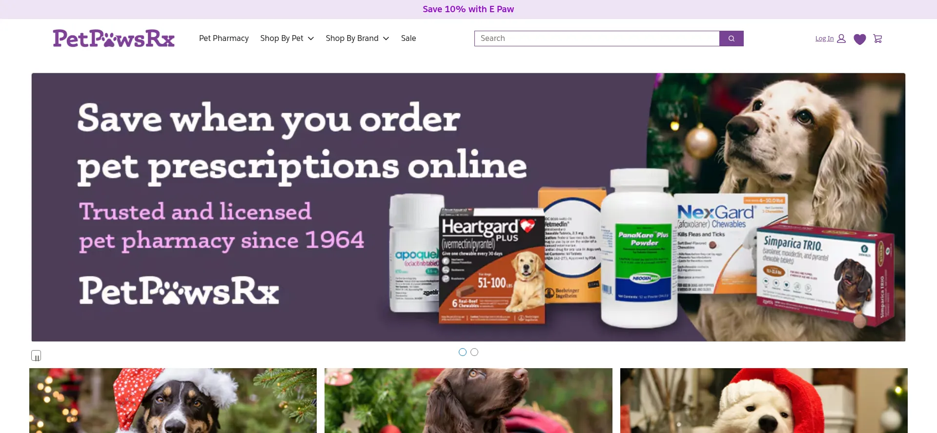 Website screenshot of Petpawsrx.com