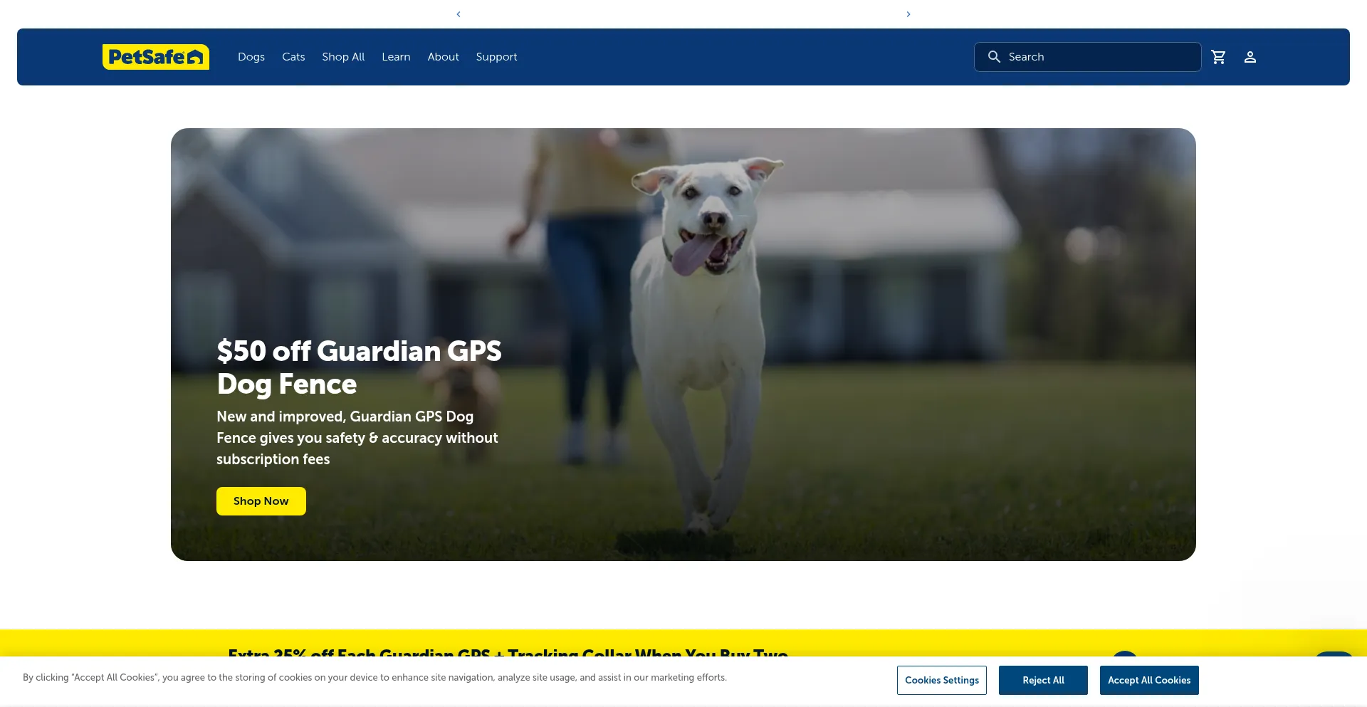 Website screenshot of Petsafe.com