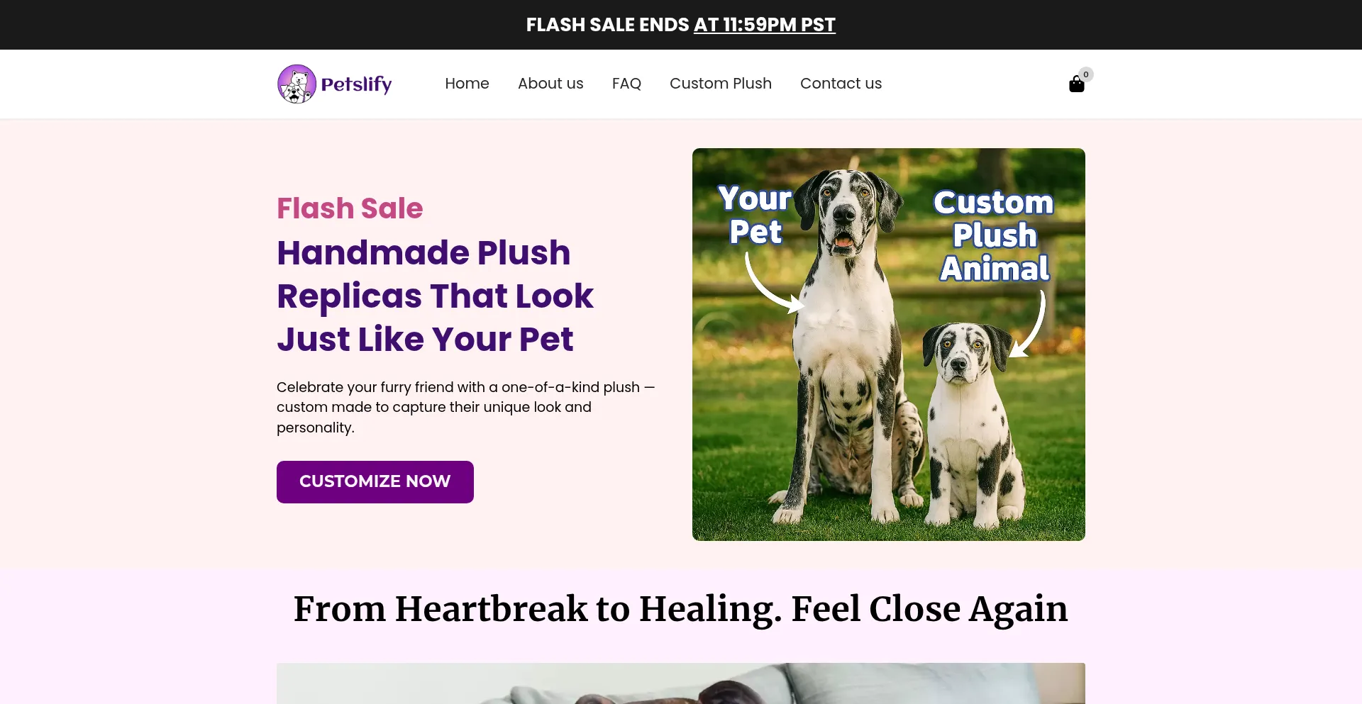 Website screenshot of Petslify.com