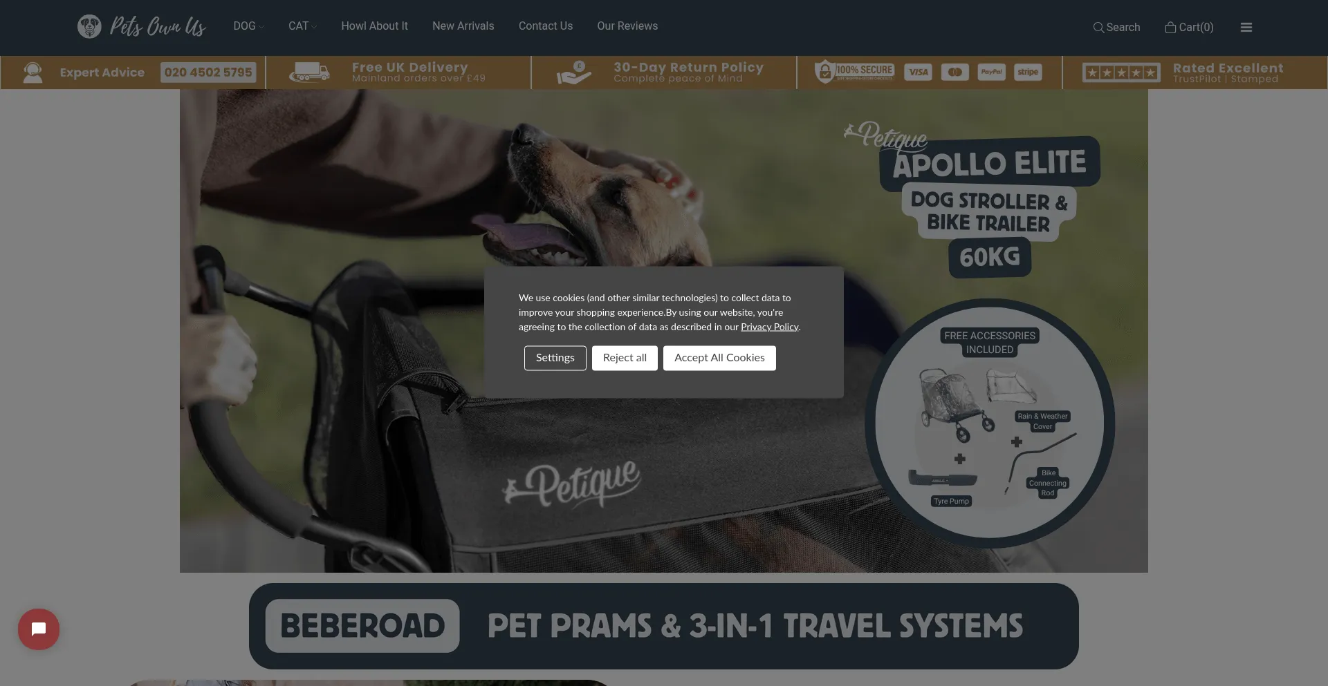 Website screenshot of Petsownus.co.uk