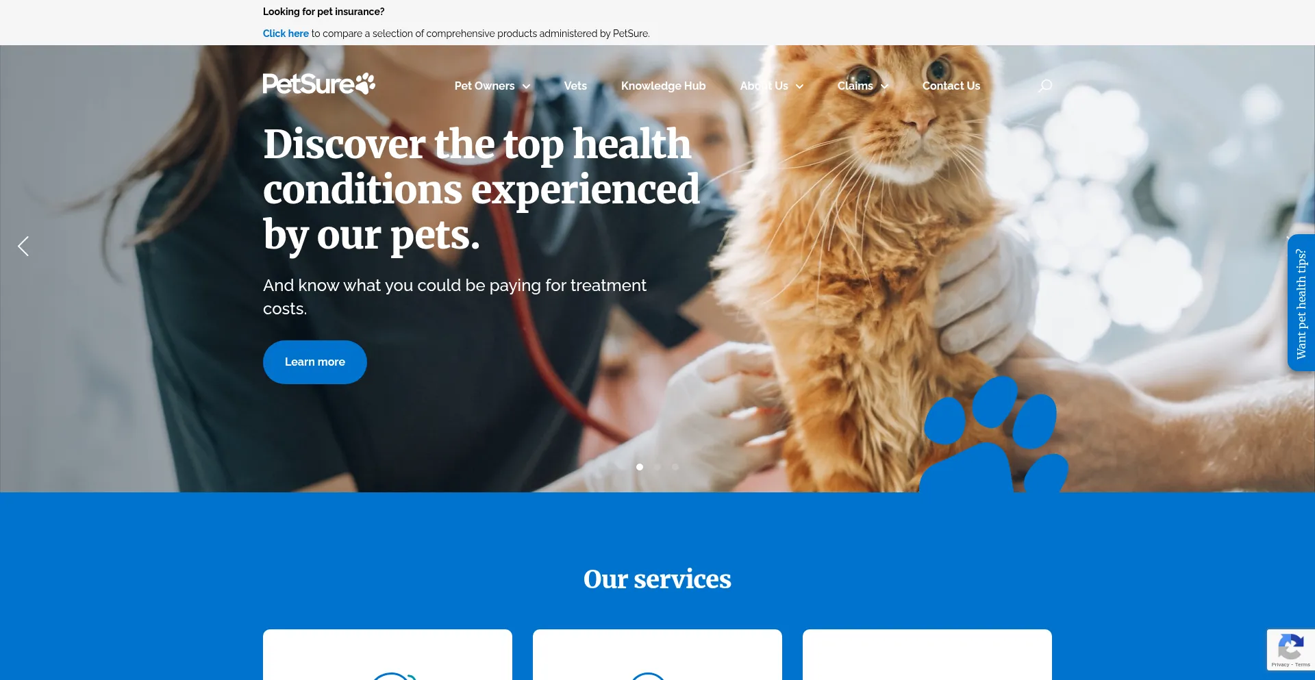 Website screenshot of Petsure.com.au