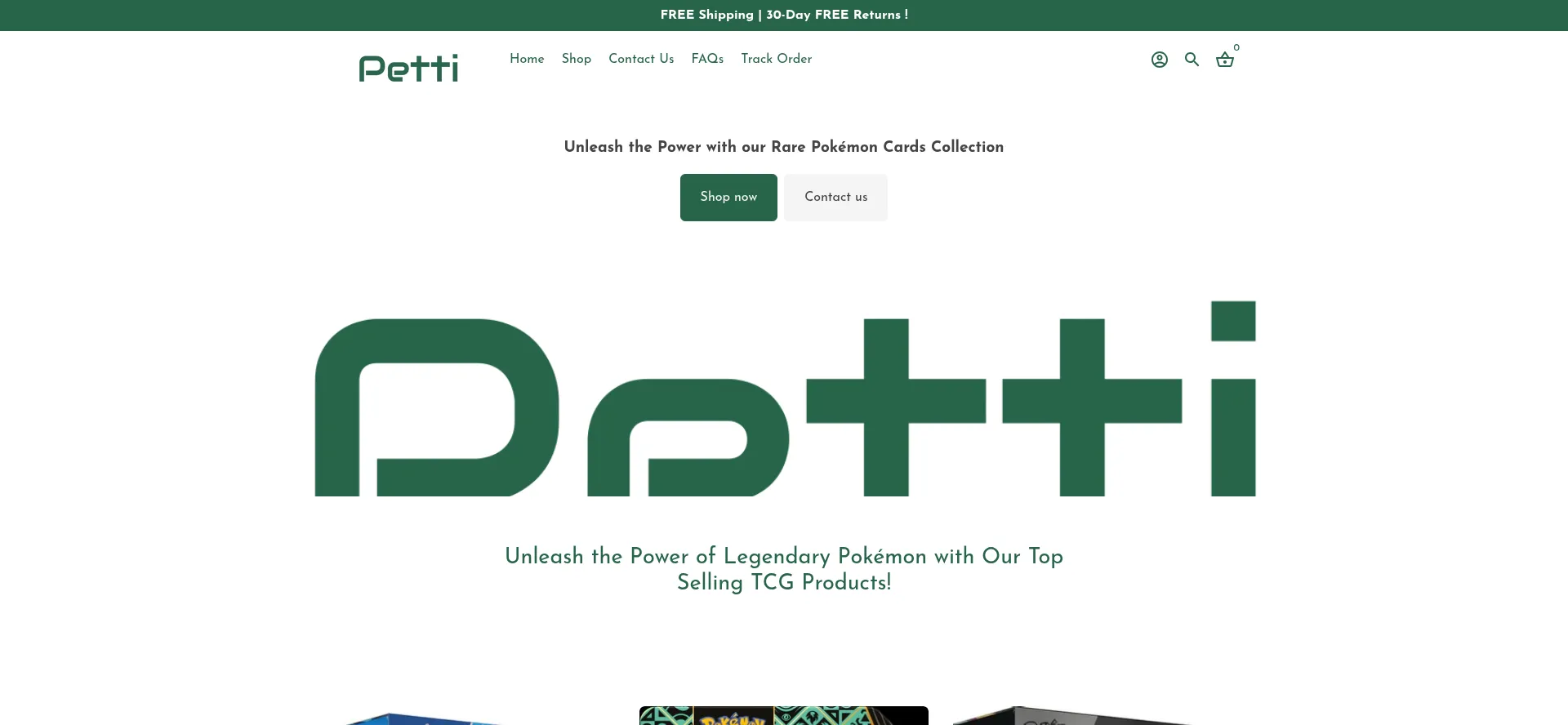 Website screenshot of Petti.shop