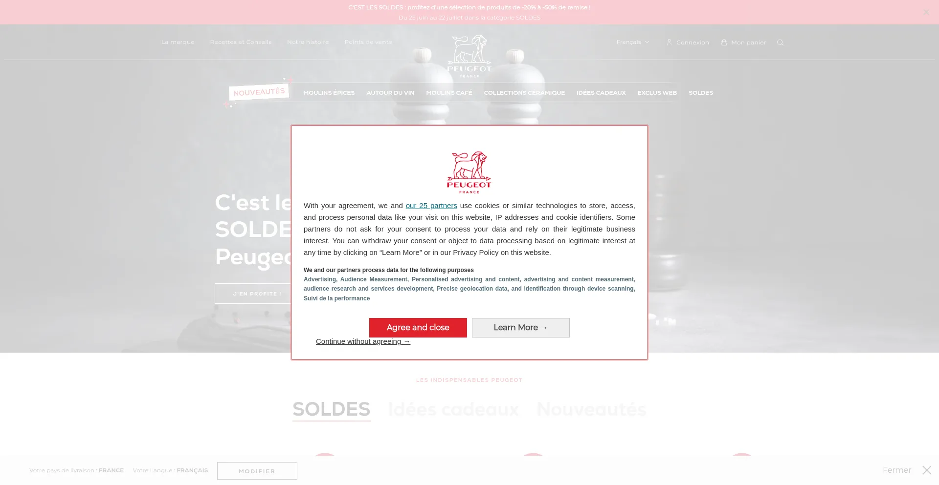 Website screenshot of Peugeot-saveurs.com