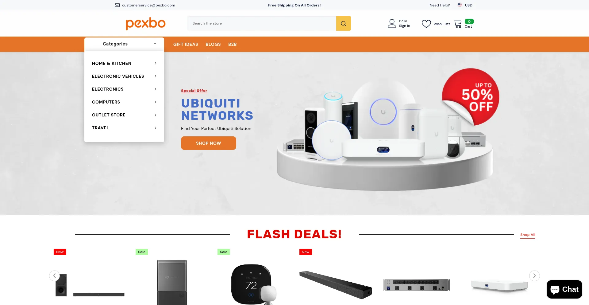 Website screenshot of Pexbo.com