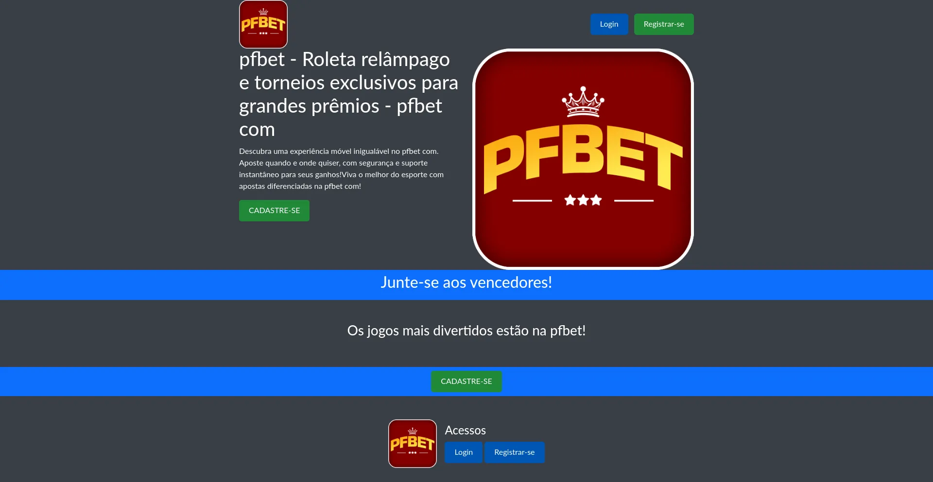 Website screenshot of Pfbet.cc