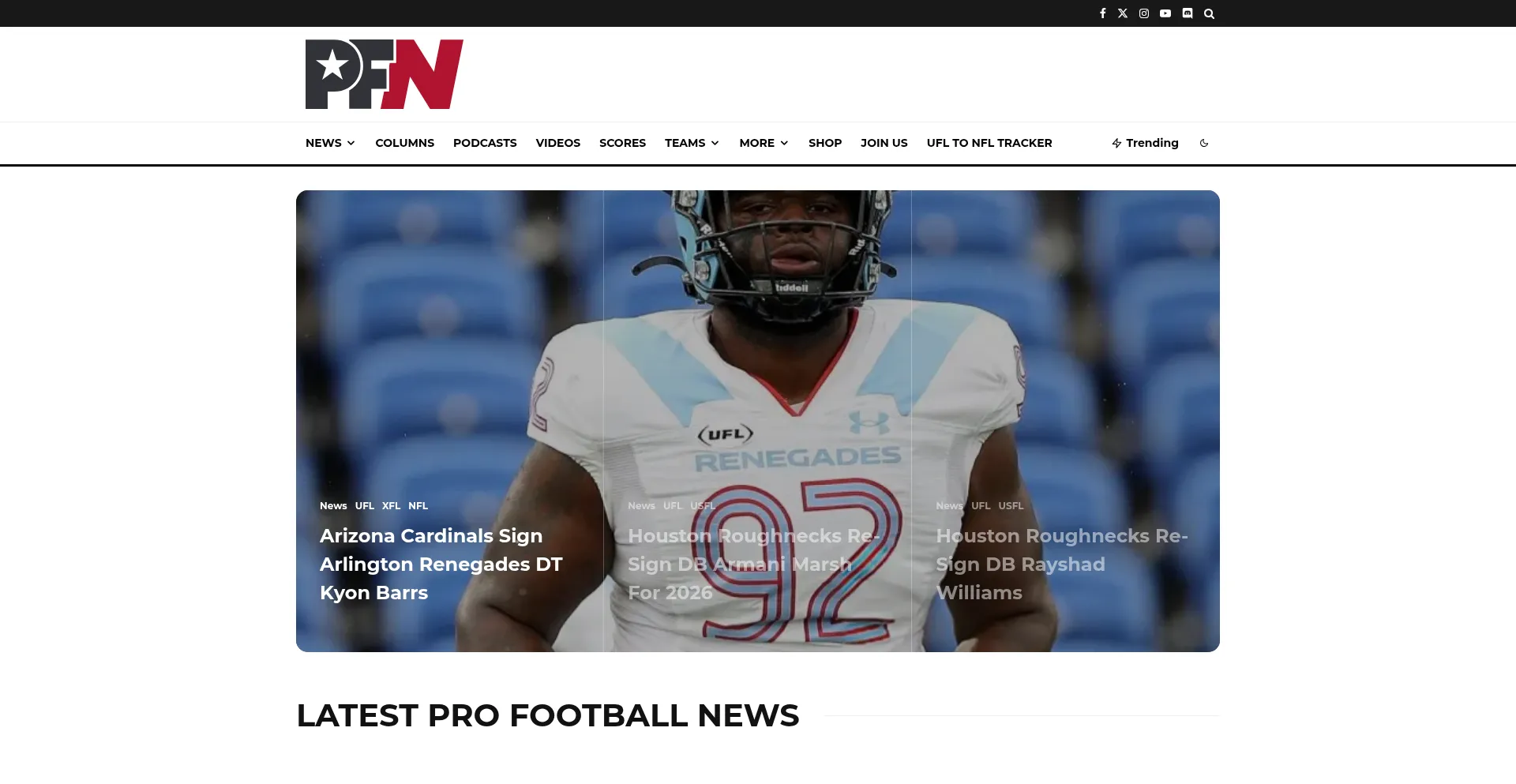 Website screenshot of Pfnewsroom.com