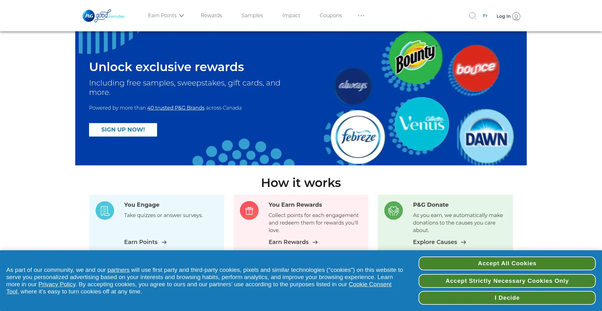Website screenshot of Pggoodeveryday.ca