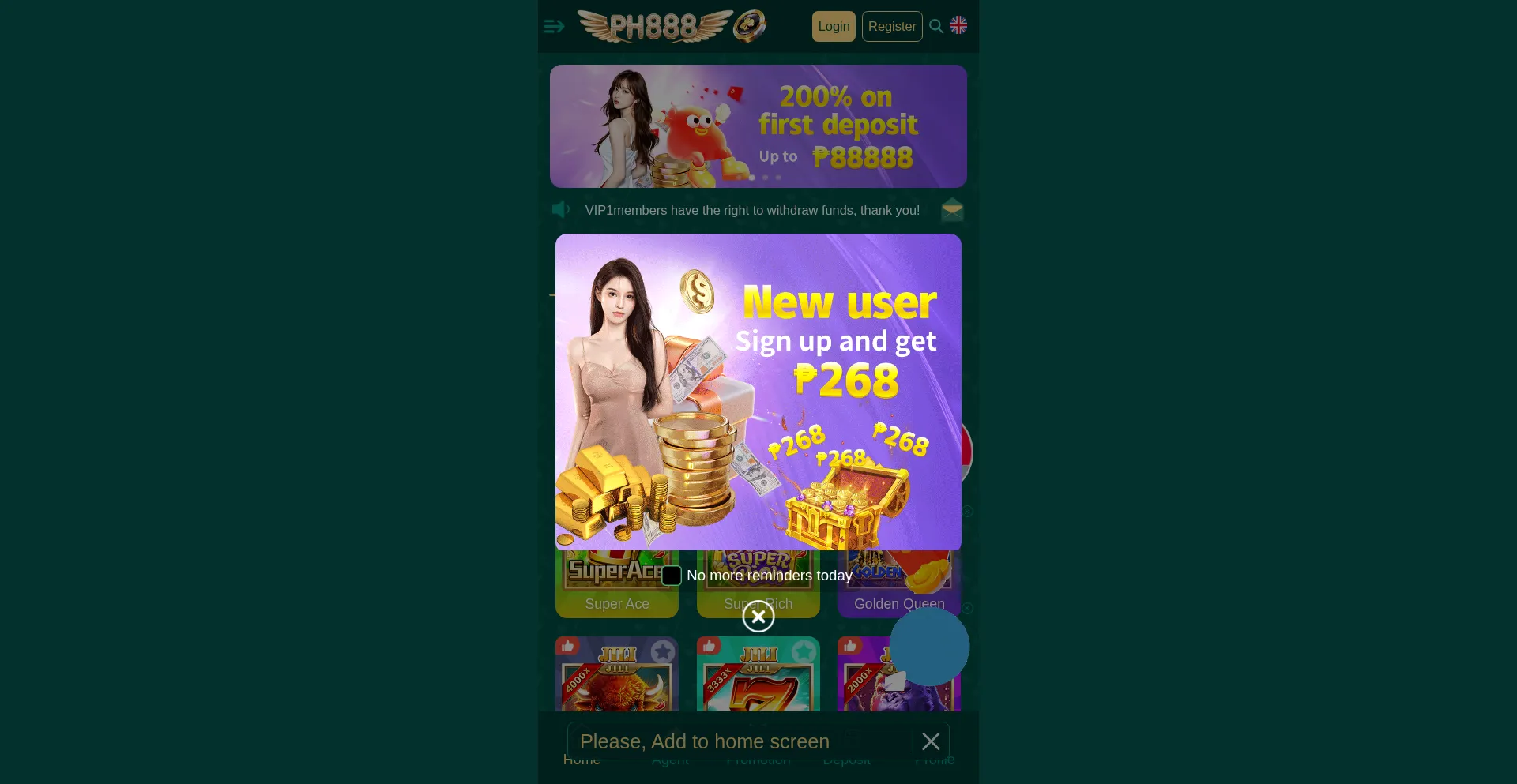 Website screenshot of Ph888eee.com