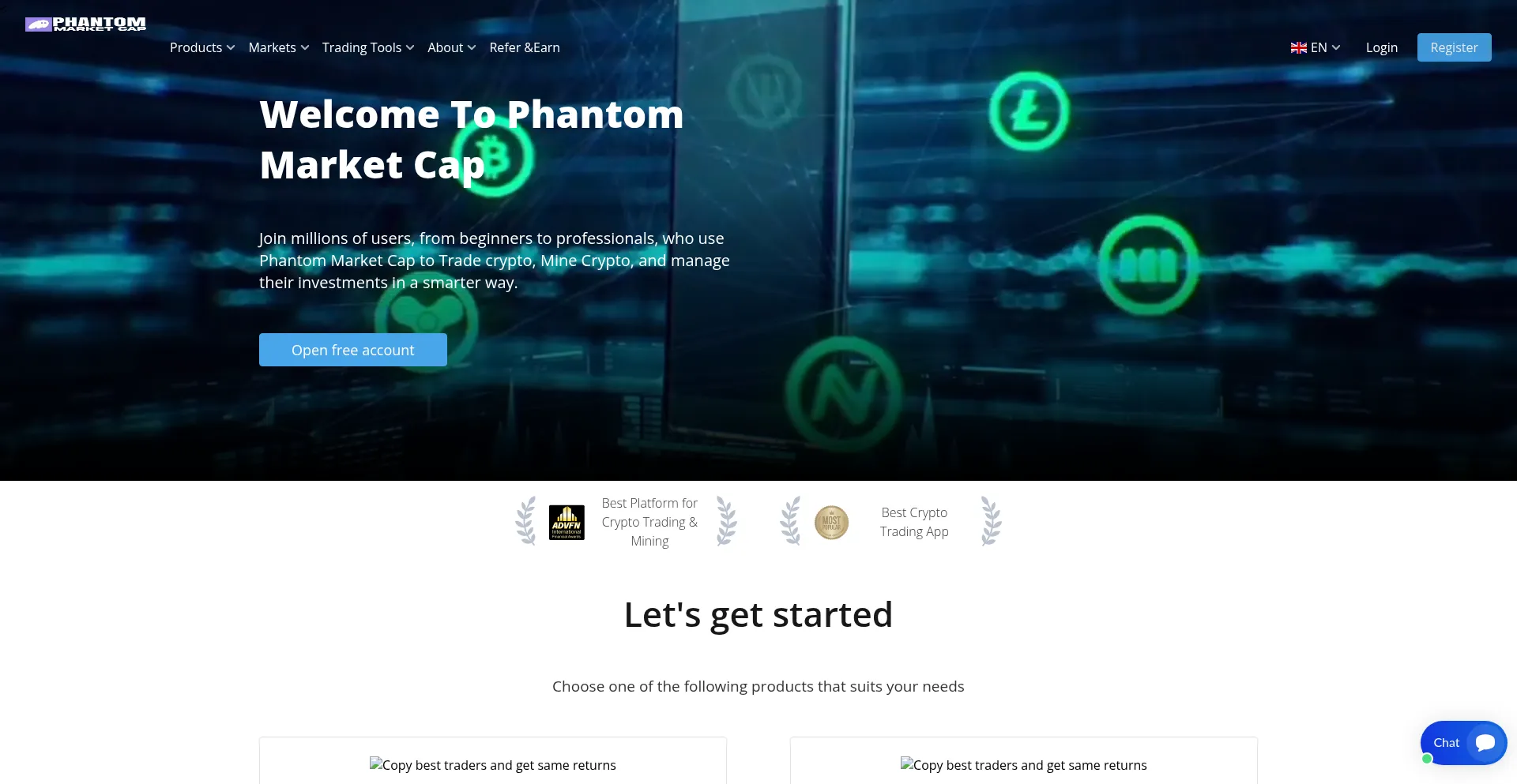 Website screenshot of Phantommarketcap.com