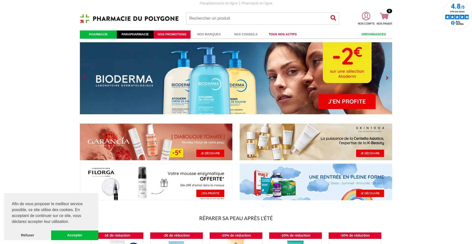 Website screenshot of Pharmaciepolygone.com