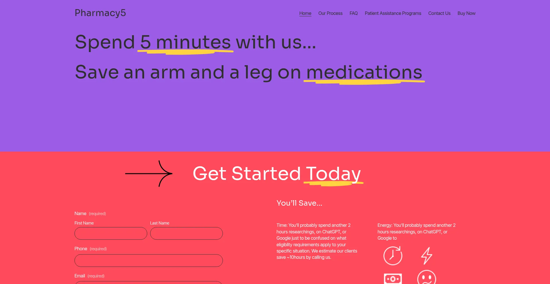 Website screenshot of Pharmacy5.com