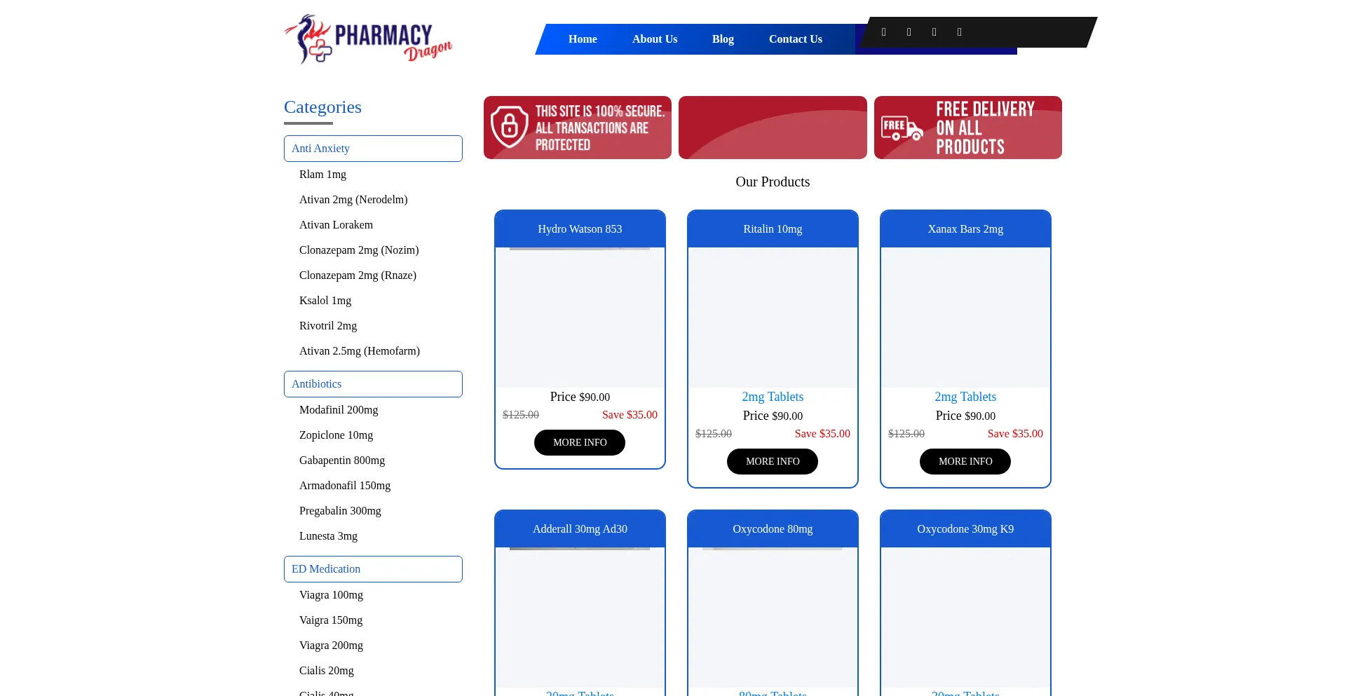 Website screenshot of Pharmacydragon.com