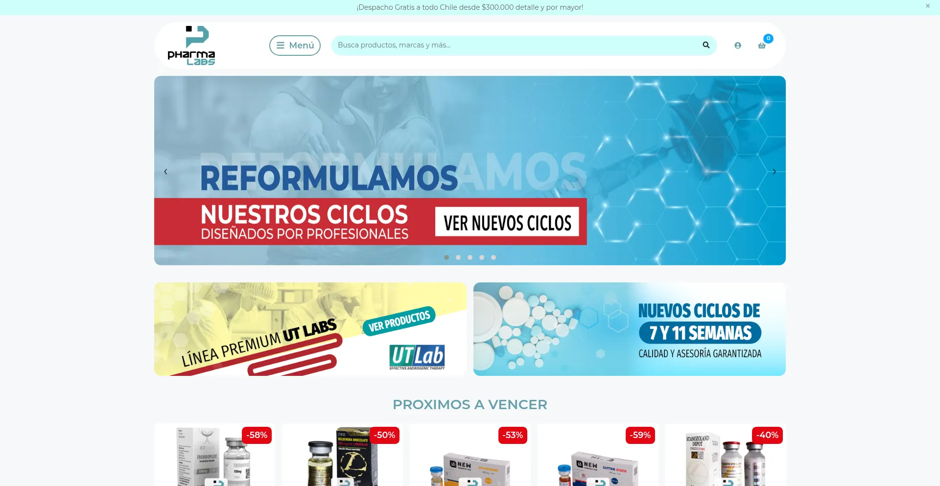 Website screenshot of Pharmalabs.cl