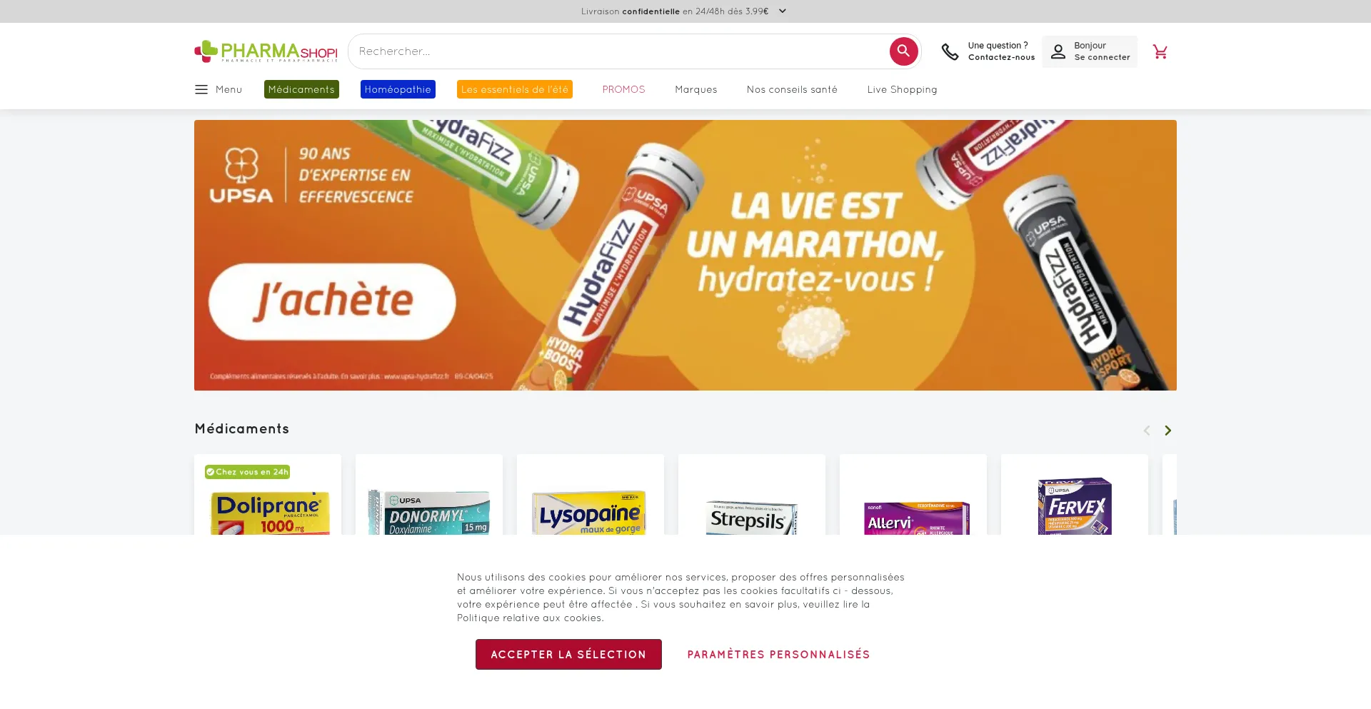 Website screenshot of Pharmashopi.com