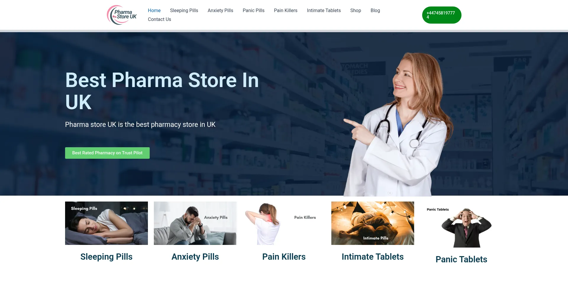 Website screenshot of Pharmastoreuk.com