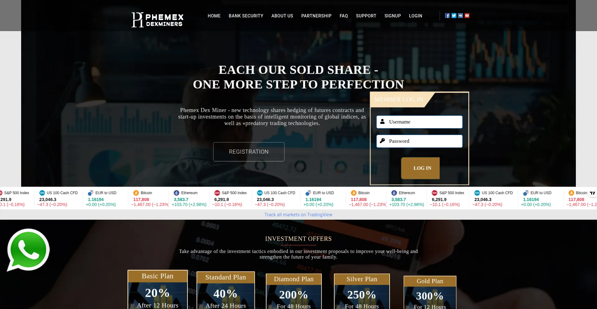 Website screenshot of Phemexdexminer.ltd