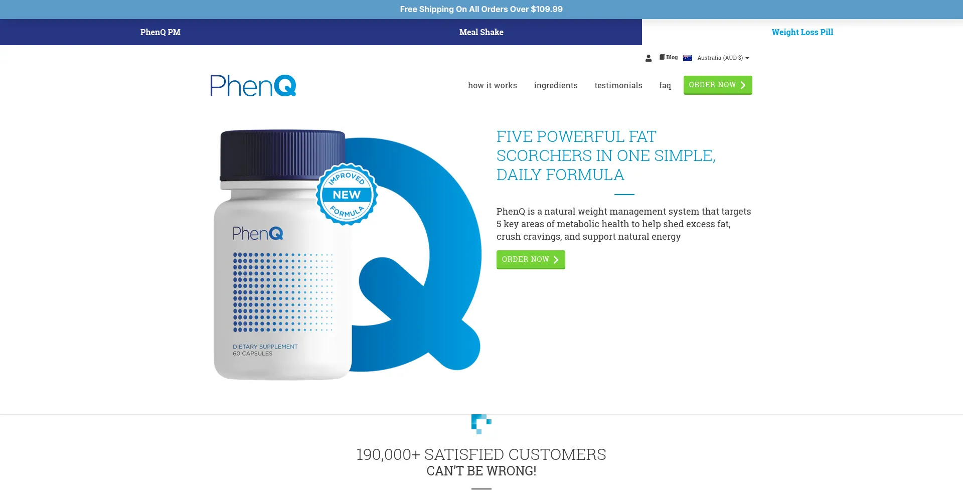 Website screenshot of Phenq.com.au