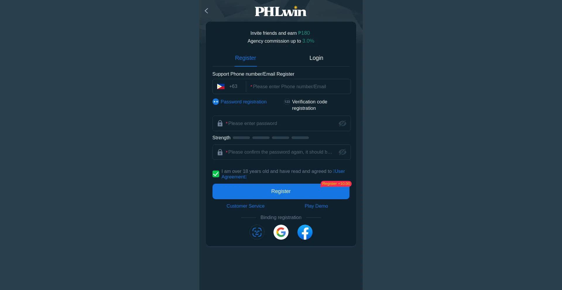Website screenshot of Phlwin.win