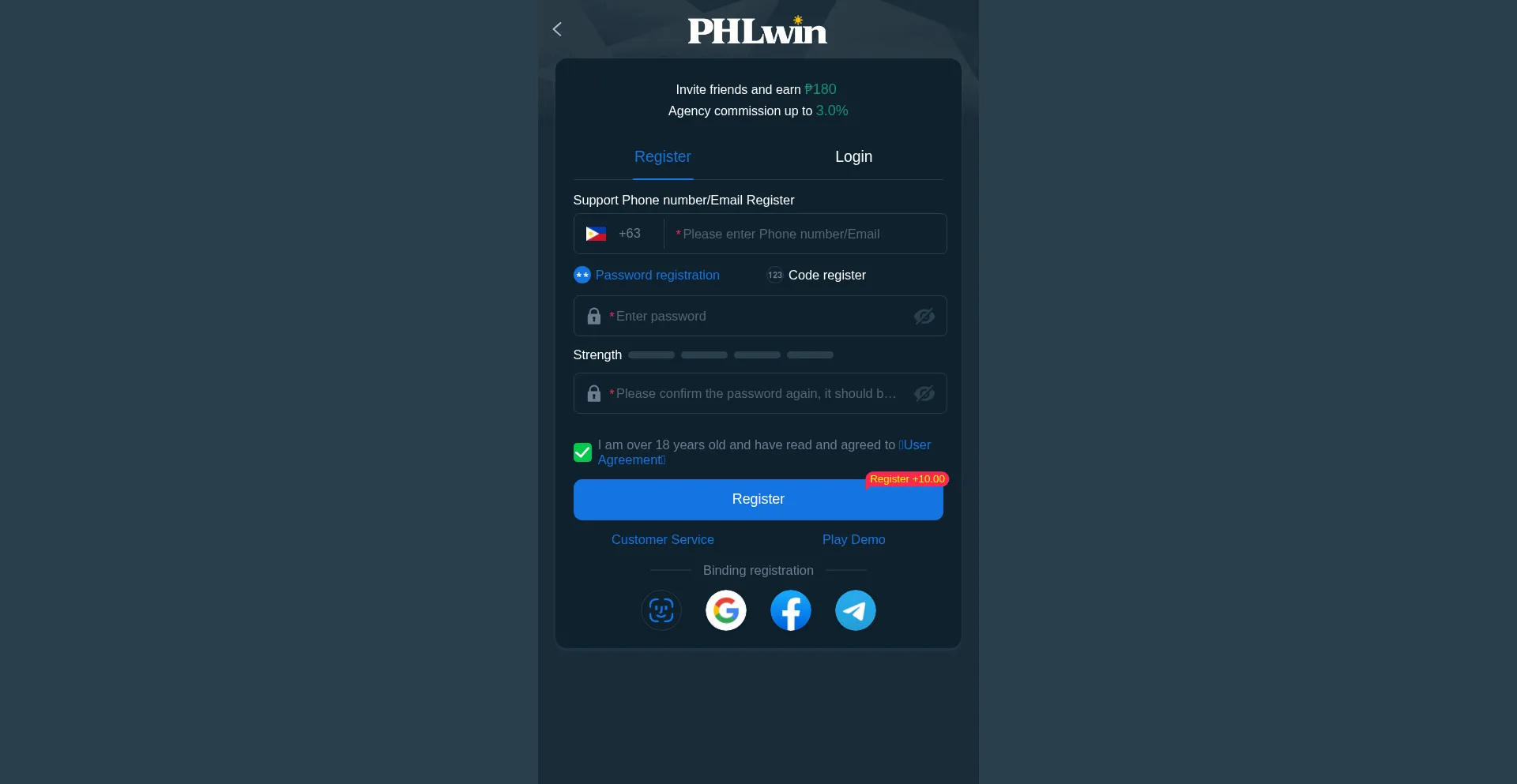 Website screenshot of Phlwin66.com