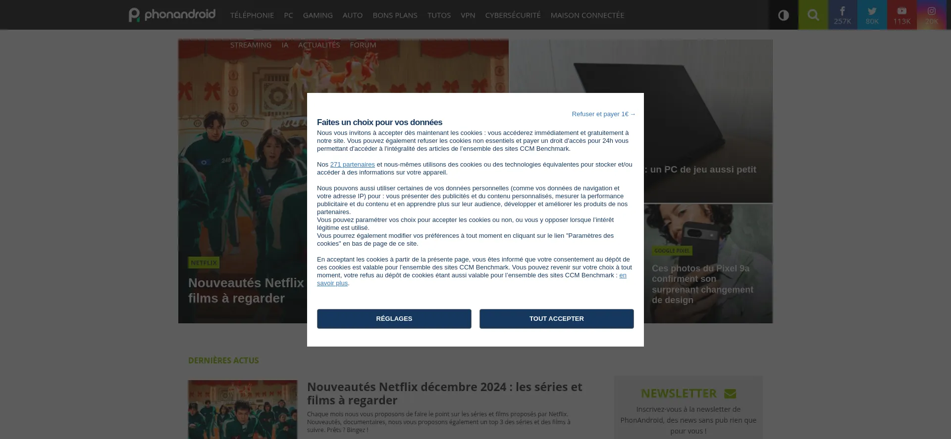 Website screenshot of Phonandroid.com