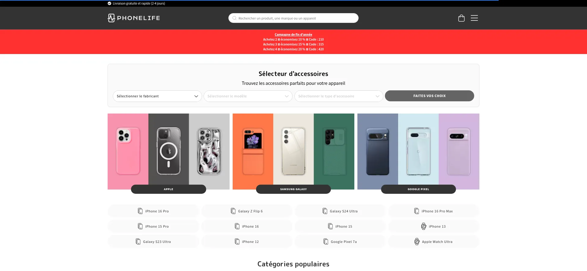 Website screenshot of Phone-life.fr
