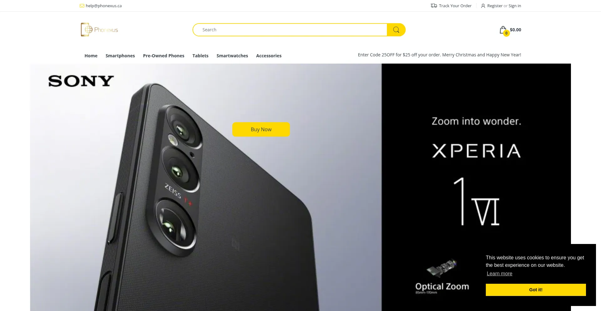 Website screenshot of Phonexus.ca