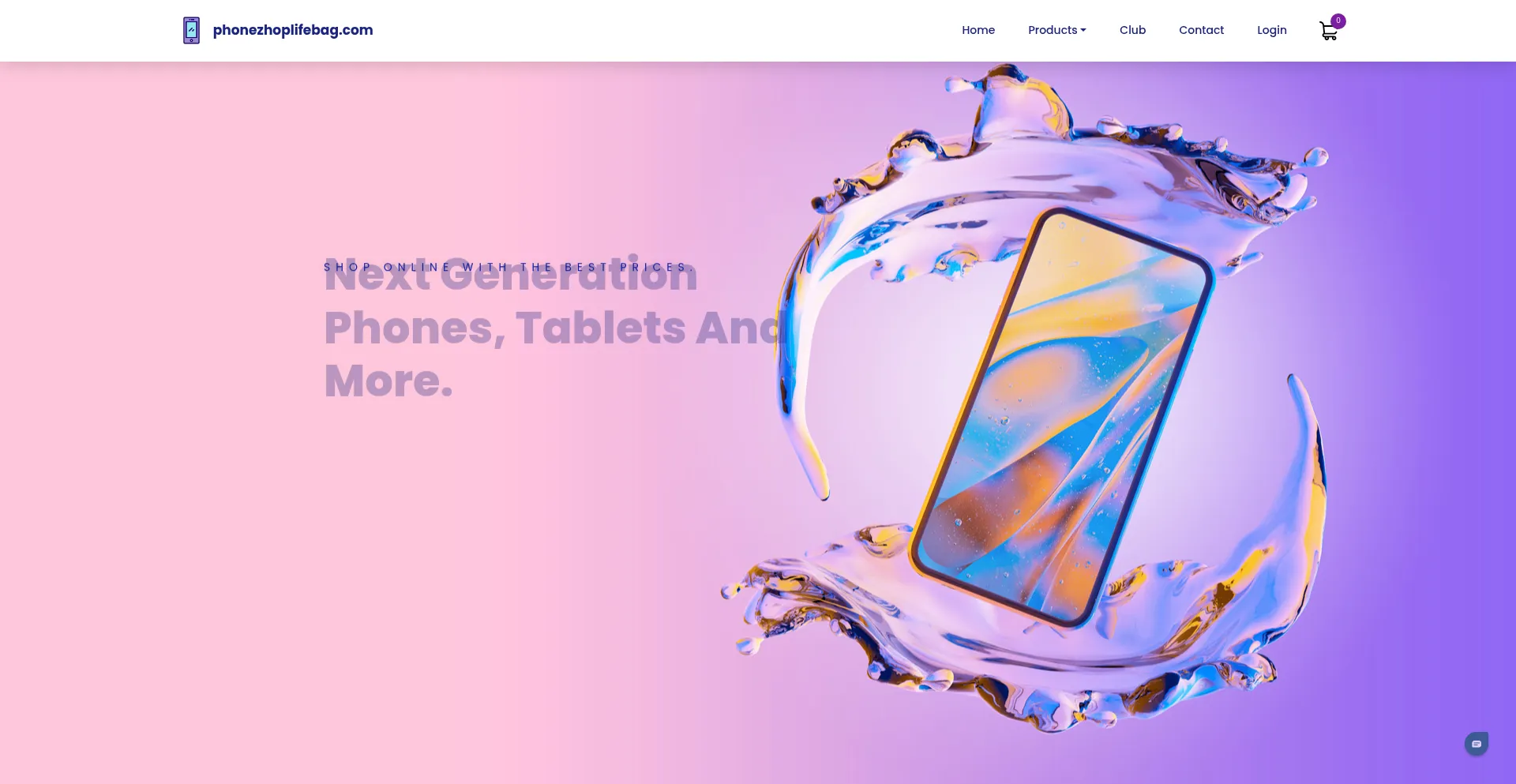 Website screenshot of Phonezhoplifebag.com