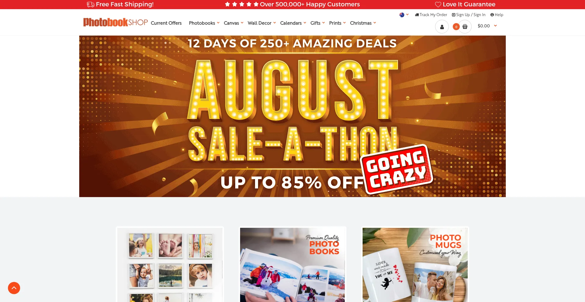 Website screenshot of Photobookshop.com.au