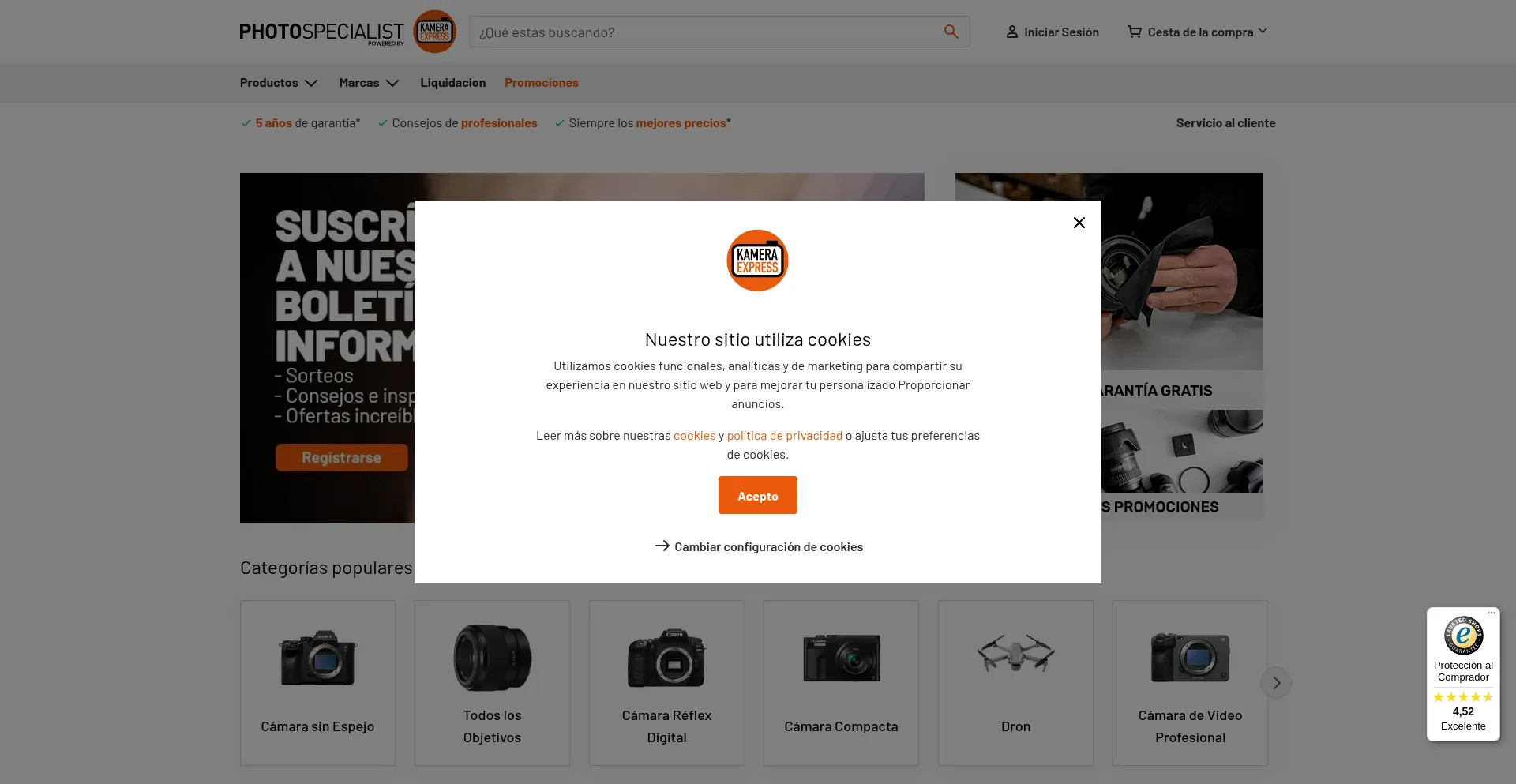 Website screenshot of Photospecialist.es