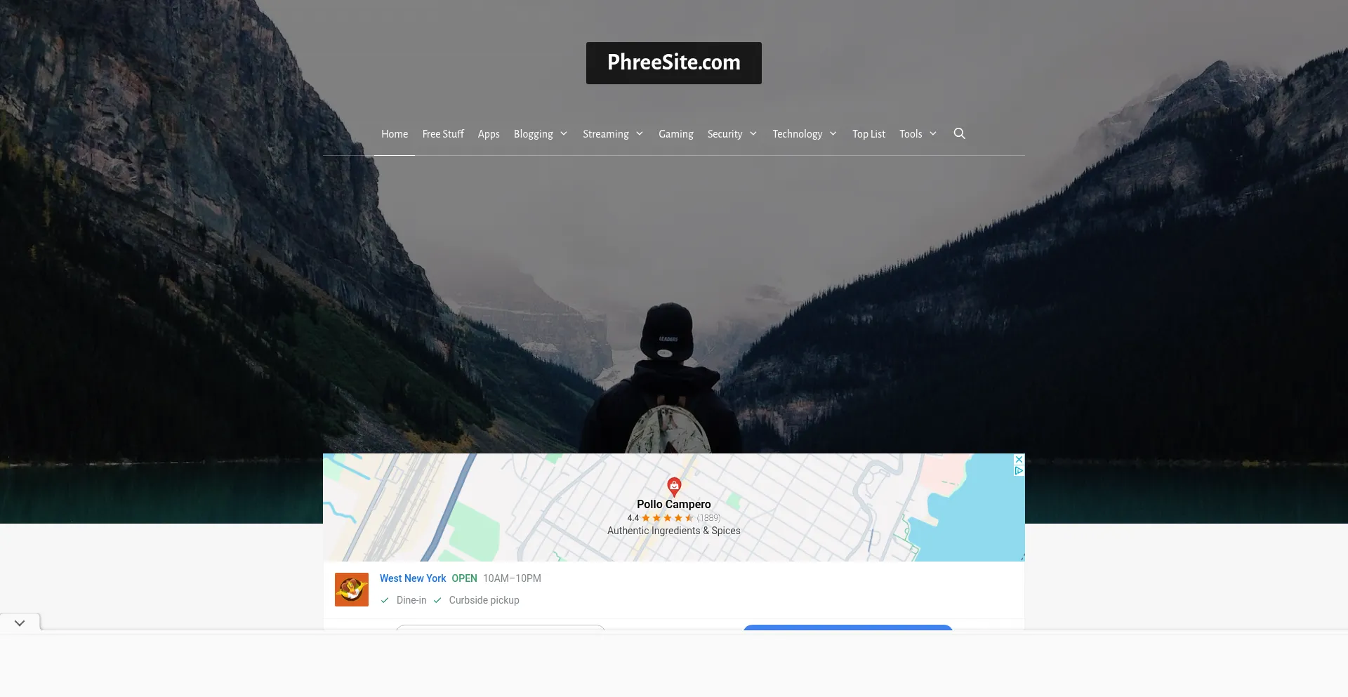 Website screenshot of Phreesite.com