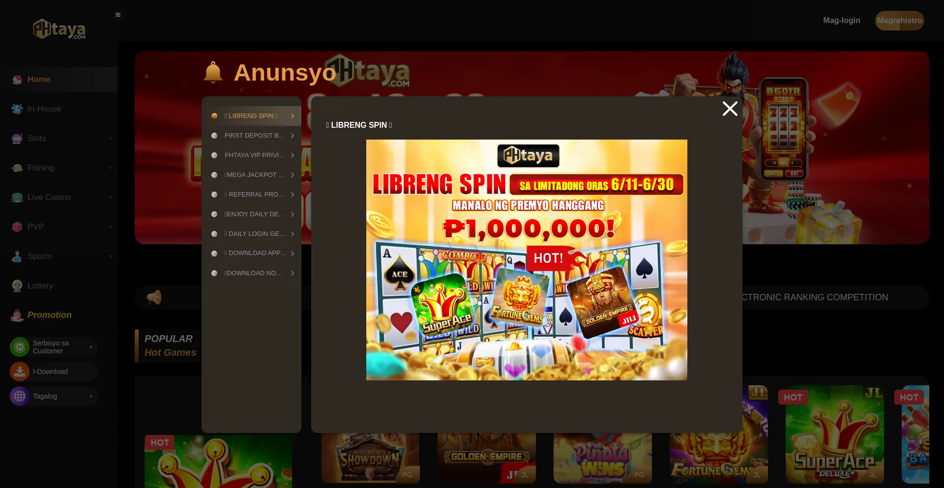 Website screenshot of Phtaya69.com